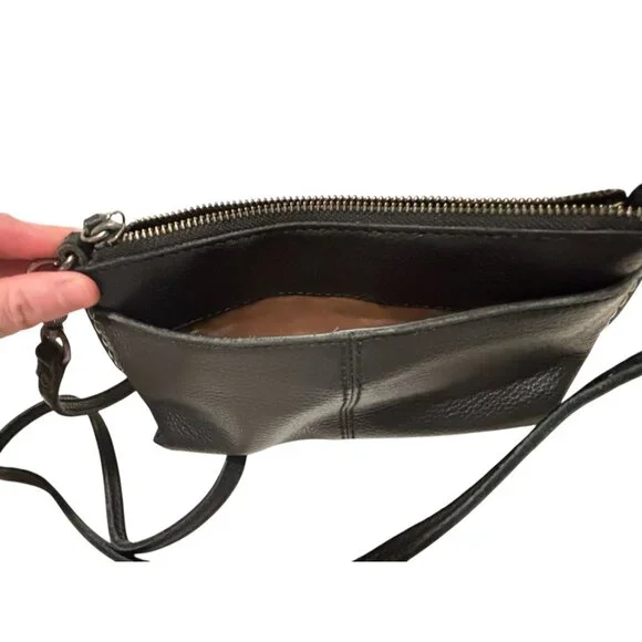 The Sak Black Leather Crossbody Bag Purse Studded Adjustable Removable Strap - Picture 7 of 13